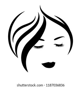 
vector illustration, depicting the face of a beautiful woman with long ringlets