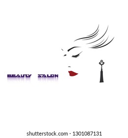 
vector illustration, depicting the face of a beautiful woman with long ringlets