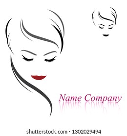 
vector illustration, depicting the face of a beautiful woman with long ringlets