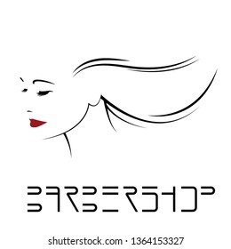
vector illustration, depicting the face of a beautiful woman with long ringlets