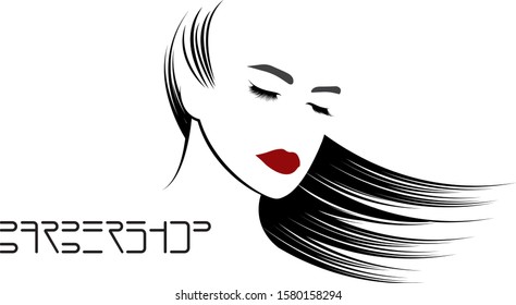 
vector illustration, depicting the face of a beautiful woman with long ringlets