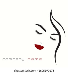 
vector illustration, depicting the face of a beautiful woman with long ringlets