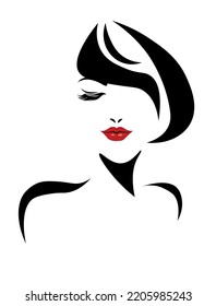 vector illustration, depicting the face of a beautiful woman with  ringlets