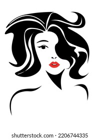 vector illustration, depicting the face of a beautiful woman with long ringlets