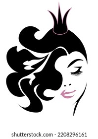 vector illustration, depicting the face of a beautiful woman with long ringlets