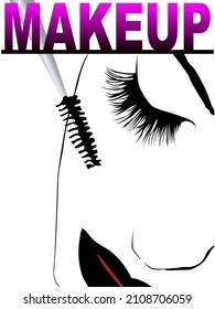 ilustración vectorial que representa una cara y pinceles de maquillaje, también para el diseño de publicidad y vitrinas de salones de belleza, así como para imprimir en banners, etiquetas y empaque de cosméticos