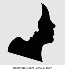 Una Ilustración vectorial que representa siluetas de caras o íconos, . La ilustración muestra un retrato de hombre o mujer.