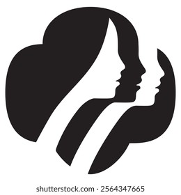 A vector illustration depicting female face silhouettes or icons, serving as avatars or profiles for unknown or anonymous individuals. The illustration portrays a three woman portrait.