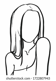 Vector illustration depicting a girl using a brush imitation technique.