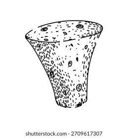 Ilustración vectorial que representa un corcho de vino dibujado a mano con textura visible, que representa el tapón de una botella y está asociado con la vinificación, la celebración y las bebidas de apertura