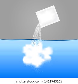 Vector illustration depicting how granules dissolve quickly in water.