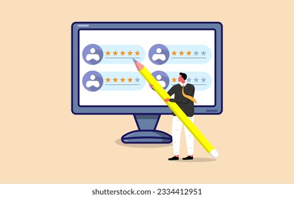 Vector illustration depicting HR managers searching for job candidates with positive feedback, as characters apply for work positions.