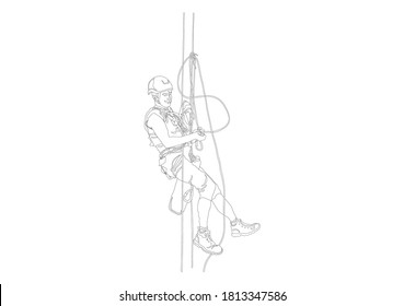 Vector illustration depicting an industrial climber in the form of a contour.