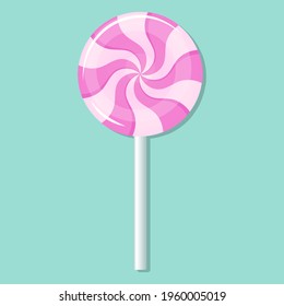 Vector illustration depicting a lollipop on a mint background. Cute print.