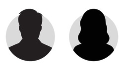 A Vector Illustration Depicting Male And Female Face Silhouettes Or Icons, Serving As Avatars Or Profiles For Unknown Or Anonymous Individuals. The Illustration Portrays A Man And A Woman Portrait.