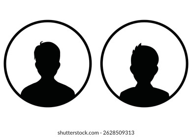 A vector illustration depicting male and female face silhouettes or icons, serving as avatars or profiles for unknown or anonymous individuals. Set of vector avatar profile icon in silhouettes eps 10