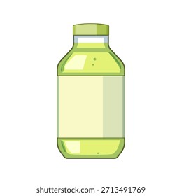 Vector illustration depicting a modern bottle containing a vibrant green liquid, featuring an empty label space, ideal for product branding, marketing, and healthy beverage concepts