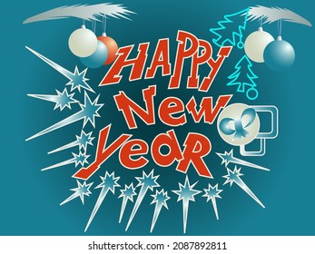 vector illustration depicting a New Year's card for decorating congratulations, gifts, banners and for interior decoration in New Year's style
