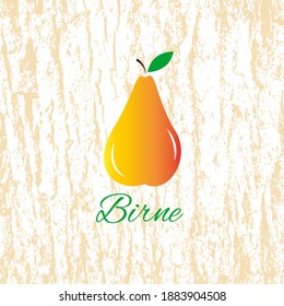 Vector illustration depicting a pear. Image on a white background with the texture of the bark of a tree. The illustration can be used for a fruit card, logo, banner, poster, flyer, label. EPS 10.