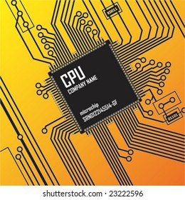 Vector illustration depicting printed processor circuit board.