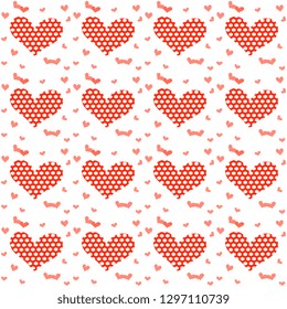Vector illustration depicting red hearts from white flowers on a white background, handmade, artistic. Cute Valentine's Day illustrations, greeting card design template.