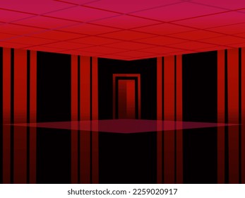 vector illustration depicting a red room in an abstract style for decorating stages, studios and interiors of different rooms