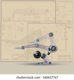 
vector illustration depicting a robot, which is engaged in gymnastics
