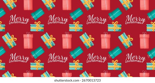 Ilustración vectorial que representa un marco de forma redonda creado a partir de cajas de regalo de varias Formas y colores con arcos, junto con la inscripción "Navidades alegres" en el interior, sobre un fondo rojo.