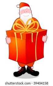 Vector illustration depicting Santa Claus and delivers a great gift bag