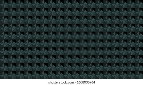 Vector illustration depicting a seamless ornament or pattern built on a composition of geometric shapes of equilateral triangles made up of gray-blue squares on a background