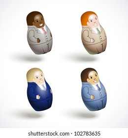 Vector illustration depicting set dolls-office workers