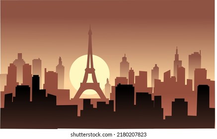 Vector illustration depicting the silhouette of the beautiful city of paris in the afternoon