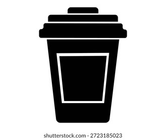 A vector illustration depicting a simple coffee cup with a lid