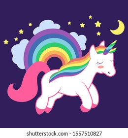 Vector illustration depicting a sleeping unicorn.