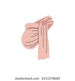 Vector illustration depicting a sling ring made of elastic fabric on a white background. It is ideal for the design of educational materials on child care