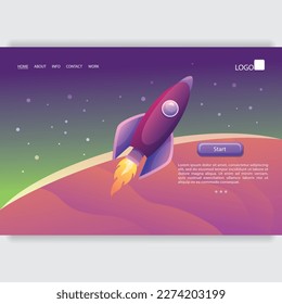 Vector illustration depicting a space rocket taking off.