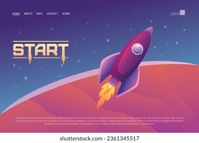 Vector illustration depicting a space rocket taking off.