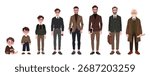 Vector illustration depicting the stages of a man