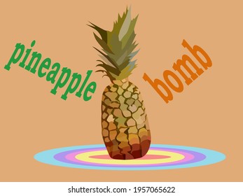 vector illustration depicting a stylized bomb pineapple for product advertising