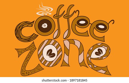 vector illustration depicting a stylized coffee zone label to indicate where coffee is brewed