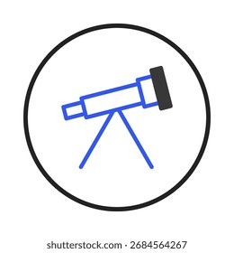 Una Ilustración vectorial que representa un telescopio aislado sobre un fondo blanco. Esto representa la exploración astronómica, la observación científica y la búsqueda del conocimiento sobre el universo y