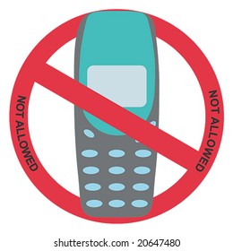 Vector illustration depicting that cell phones are not allowed.