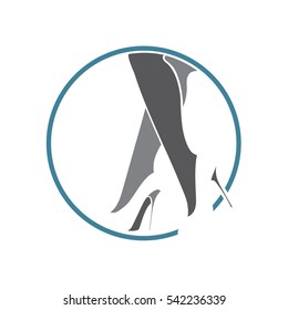
vector illustration  depicting two female shoes on foot  in black color  on a white background
