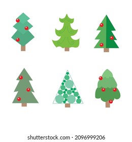 Vector illustration depicting a variety of fir trees
