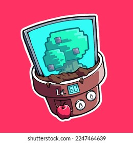vector illustration depicting a virtual plant that can bear real fruit.

this image is great for stickers.