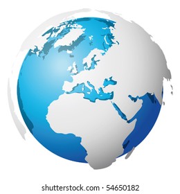 Vector illustration depicting the world. The terrestrial globe, the earth seen from space.