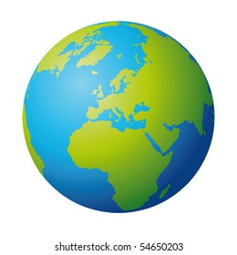 Vector illustration depicting the world. The terrestrial globe, the earth seen from space.