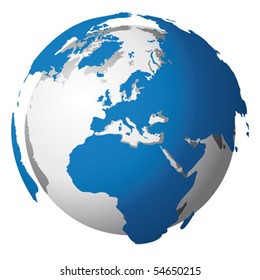 Vector illustration depicting the world. The terrestrial globe, the earth seen from space.