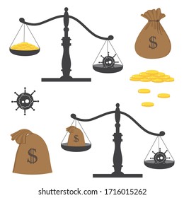 Vector illustration depicts the decline, or you can make growth prices, world currency or gold reserve due to coronavirus pandemic