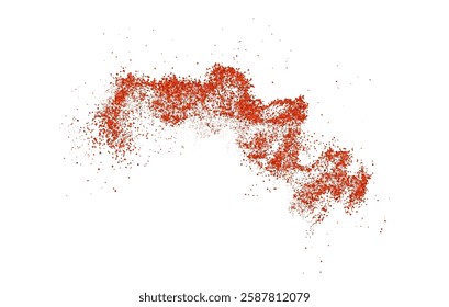 The vector illustration depicts a dynamic splatter of chili powder, dried pepper, spicy paprika, and other seasonings. 